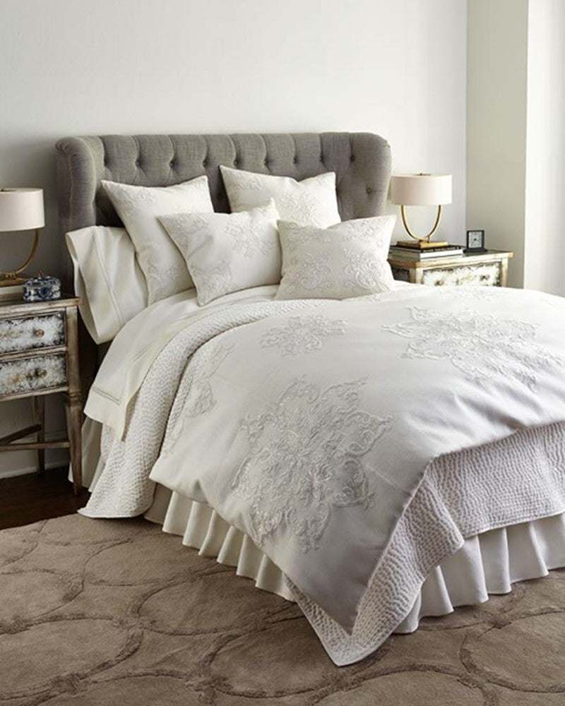 Luxury white quilted bed sets