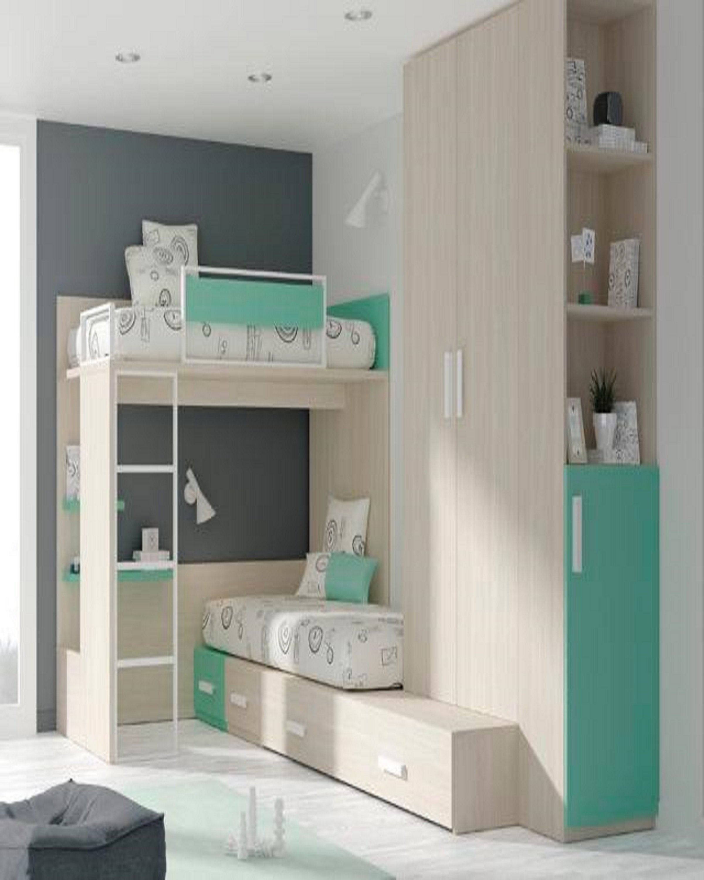 Kids Bunk Bed with Wardrobe