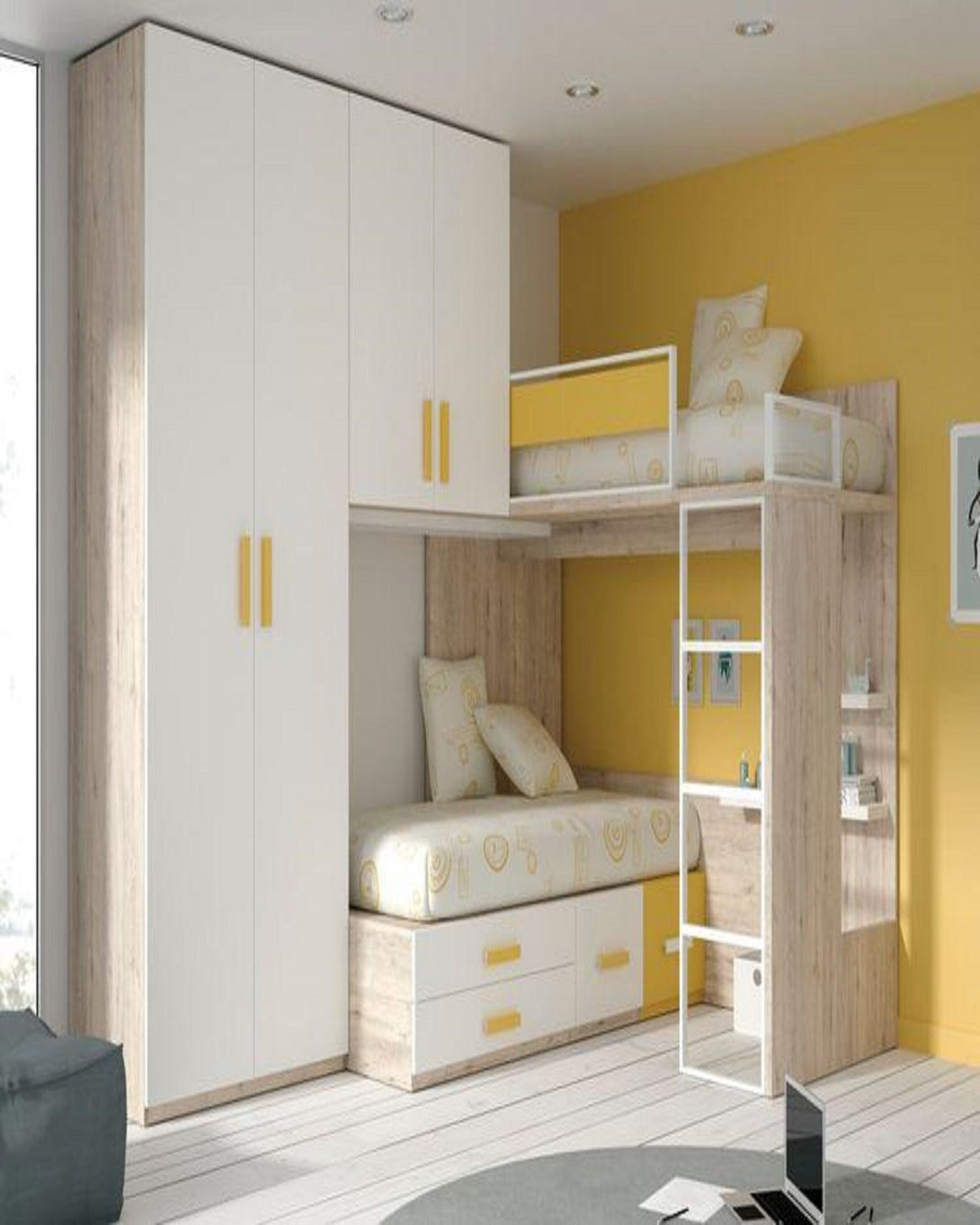 Luxury Kids Bunk Bed with Wardrobe