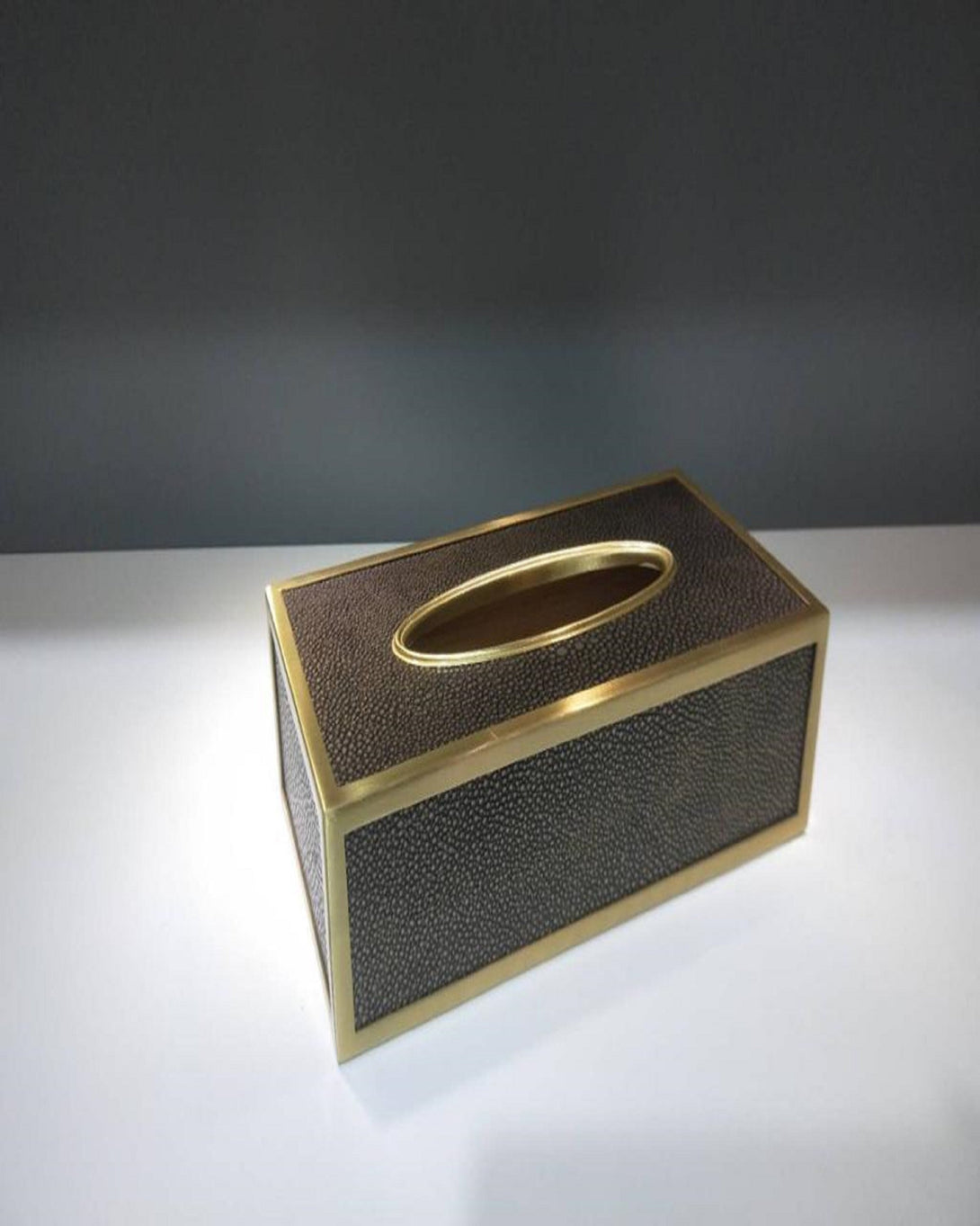 Bronze Wood Leather Tissue Box