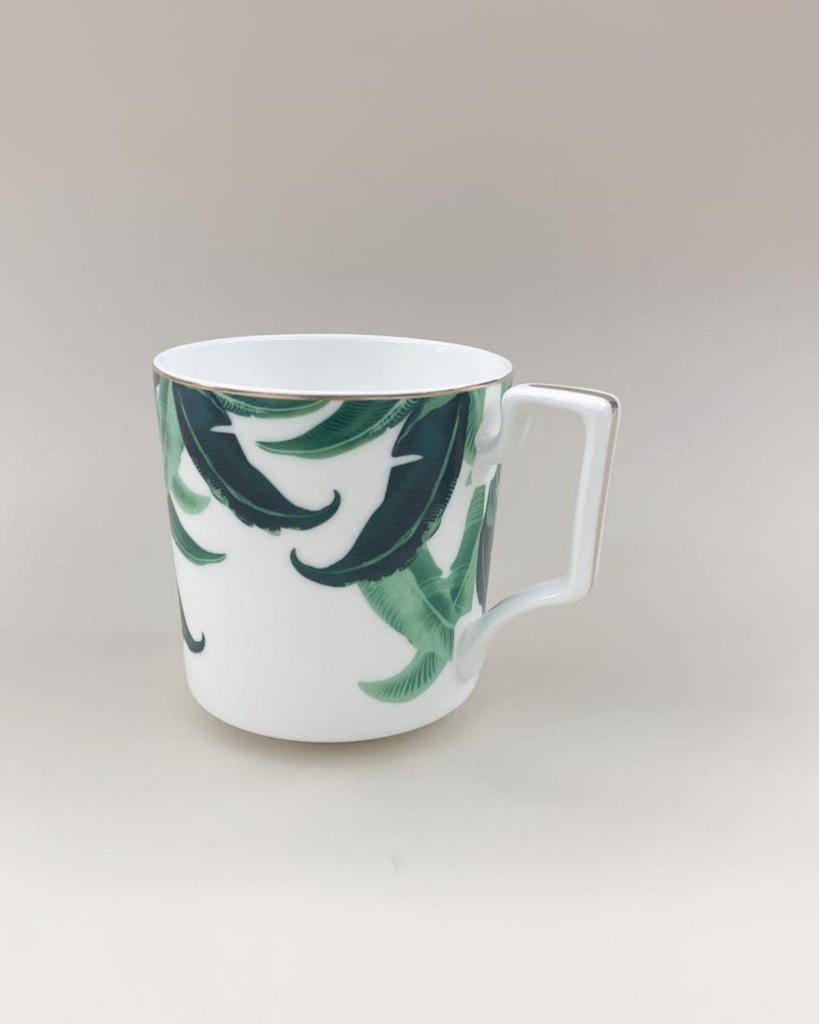 Buy Green Leaf Printed Porcelain Mugs Online