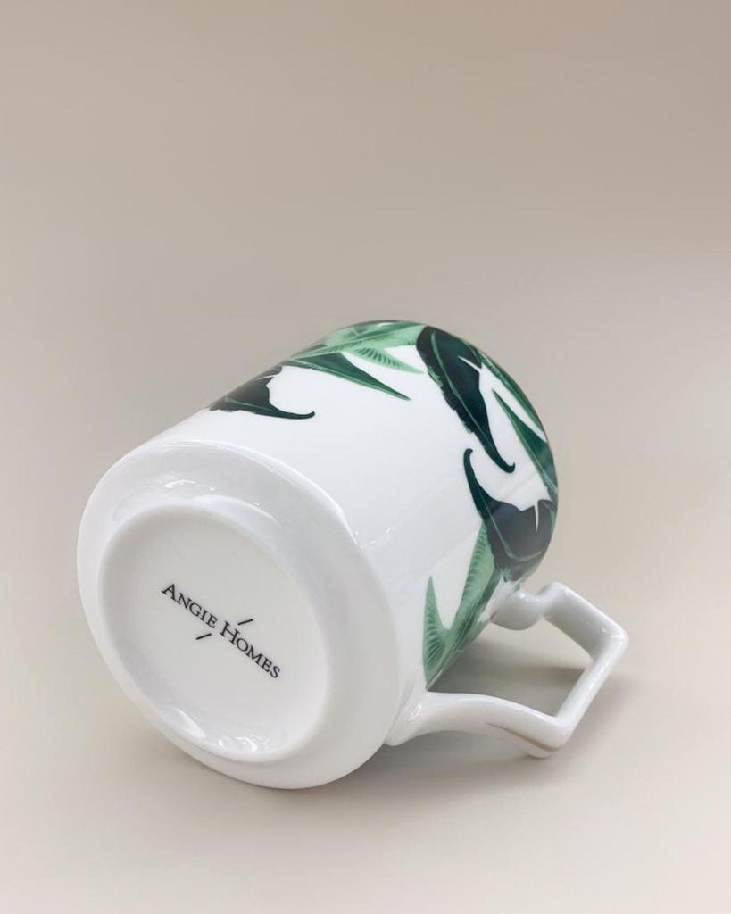 AngieHomes Green Leaf Printed Bone China Mugs Online