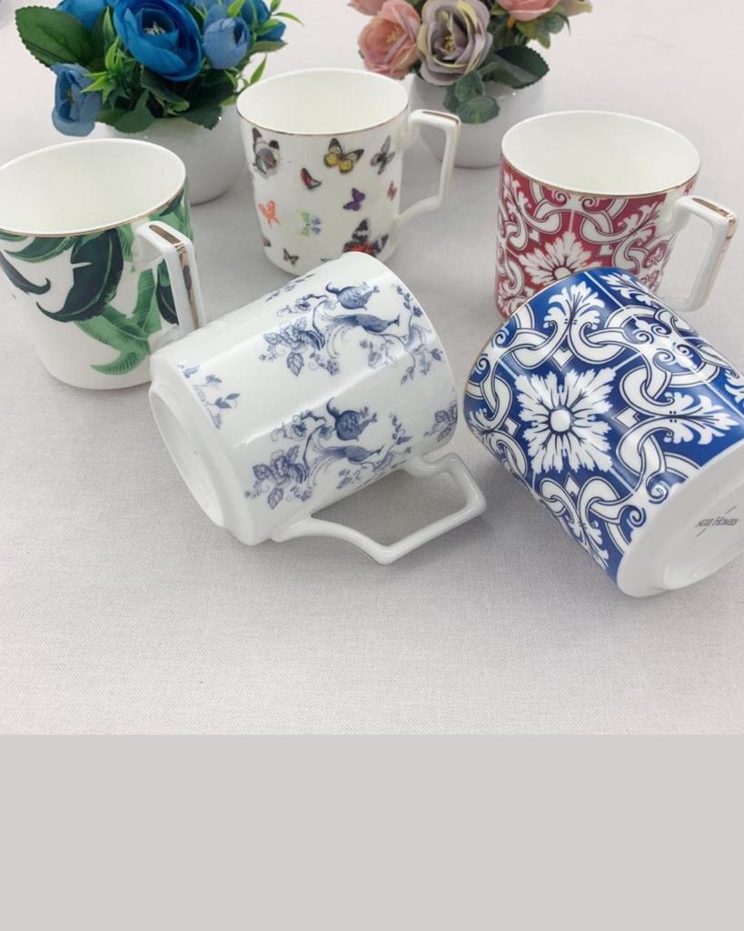 AngieHomes Printed Design Bone China Mugs