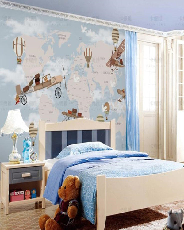 Aeroplane Globe Kid's Wallpaper
