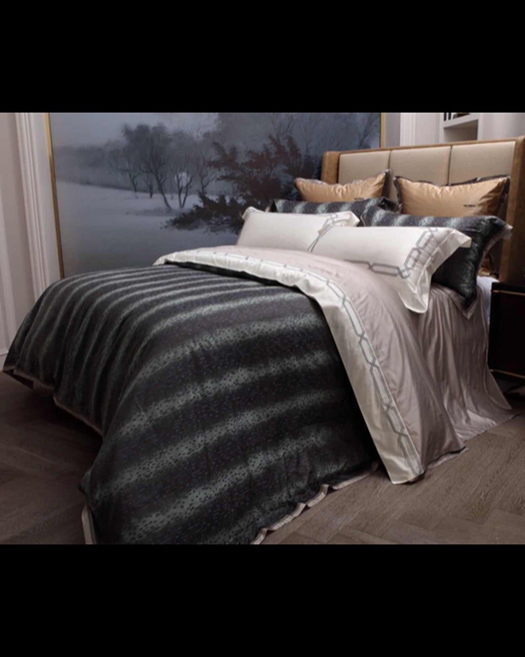 Luxury blue quilted bed set with pillow | Angie Homes