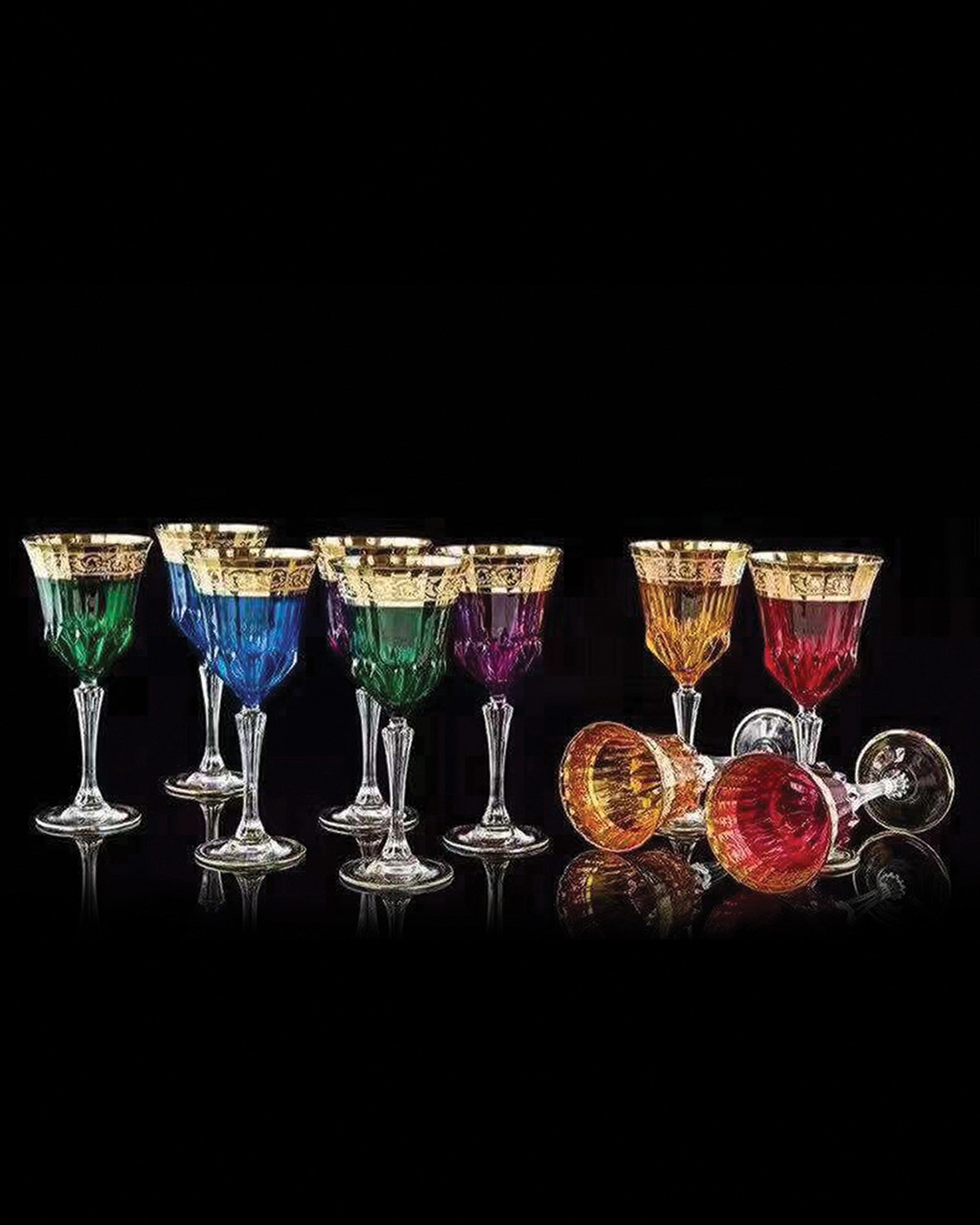 Crystal Wine Glasses Long Colored Stem Goblet Glass