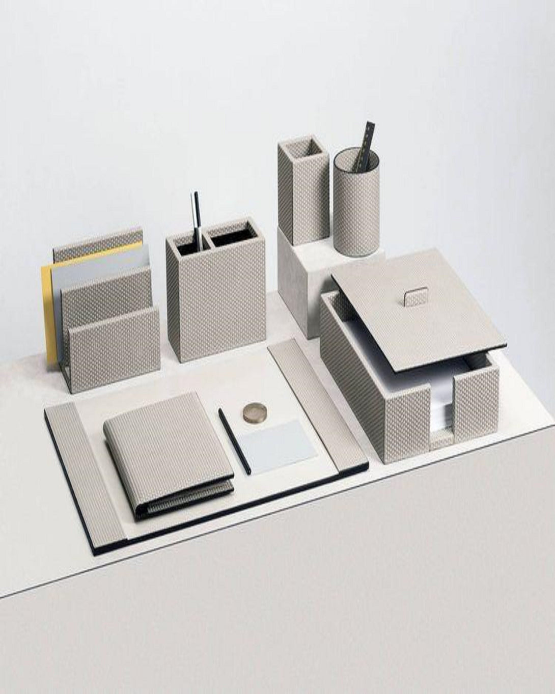 White Genuine Leather Office Accessories