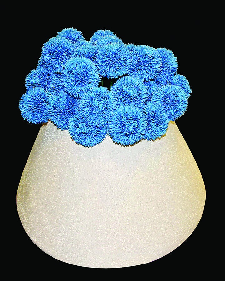 Artificial Blue Flowers With Planter