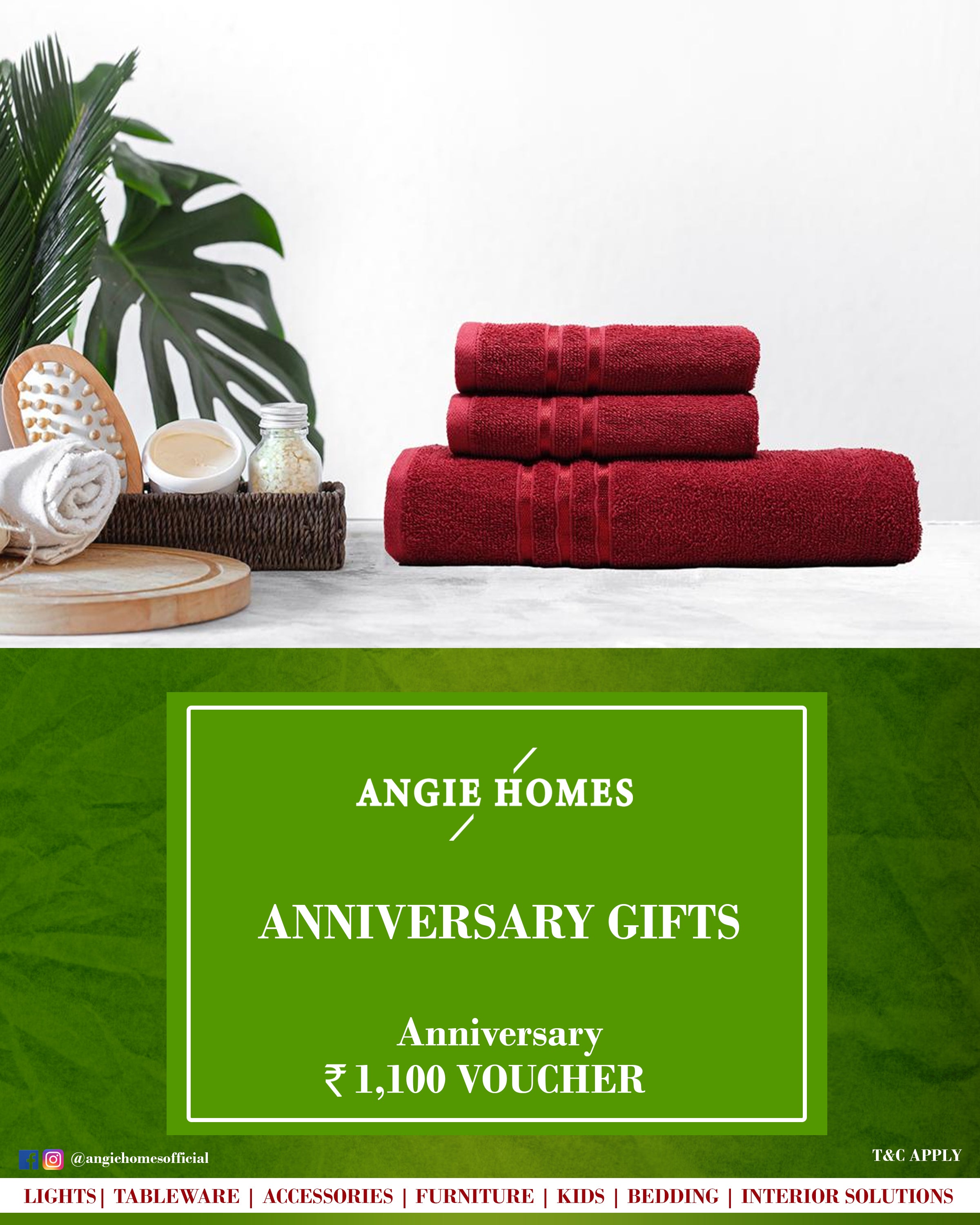 Online Bath Towel Sets for Anniversary Gift Card Voucher - Angie Homes E-Gift Card