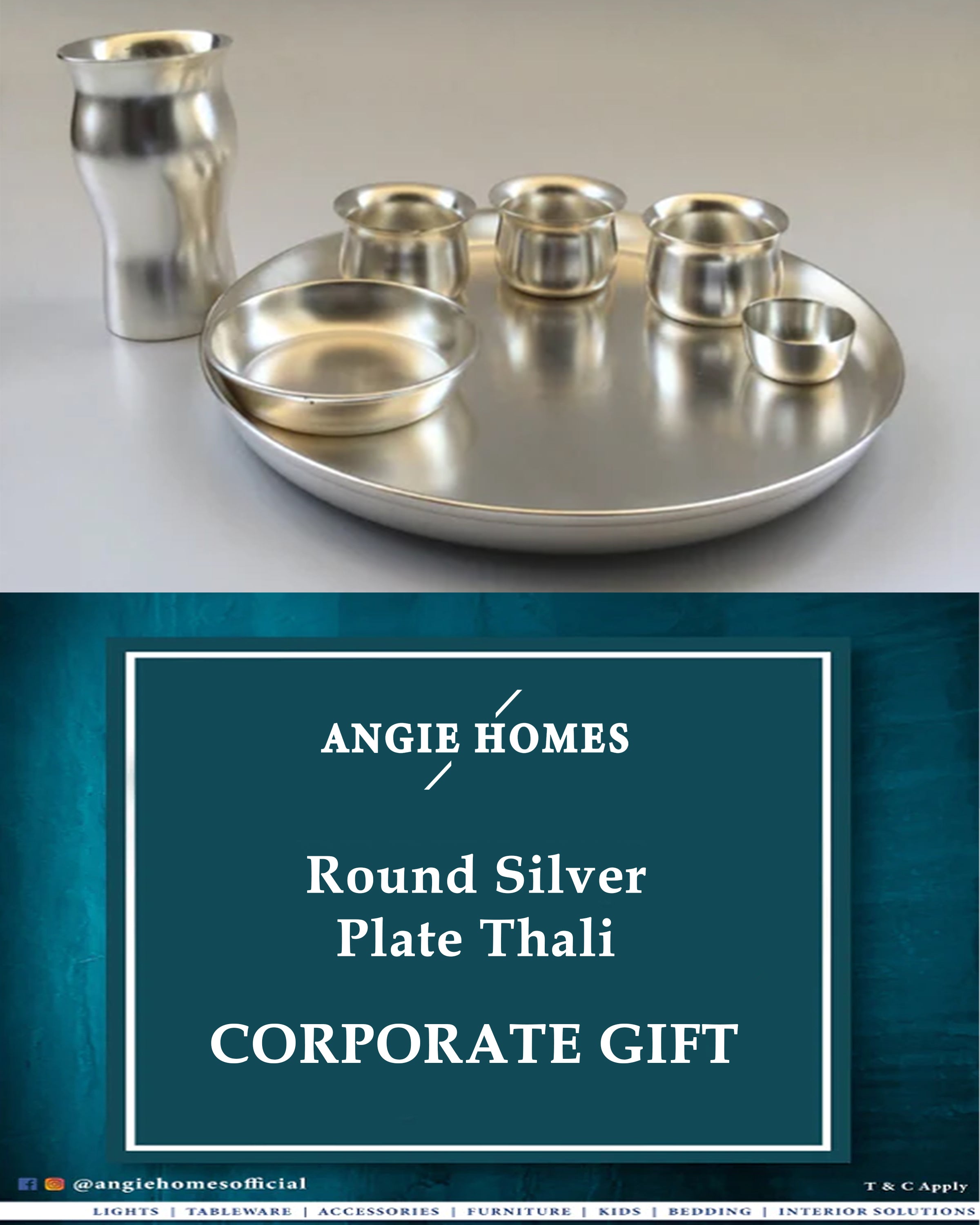 Round Silver Plate Thali for Wedding, House Warming & Corporate Gift ANGIE HOMES