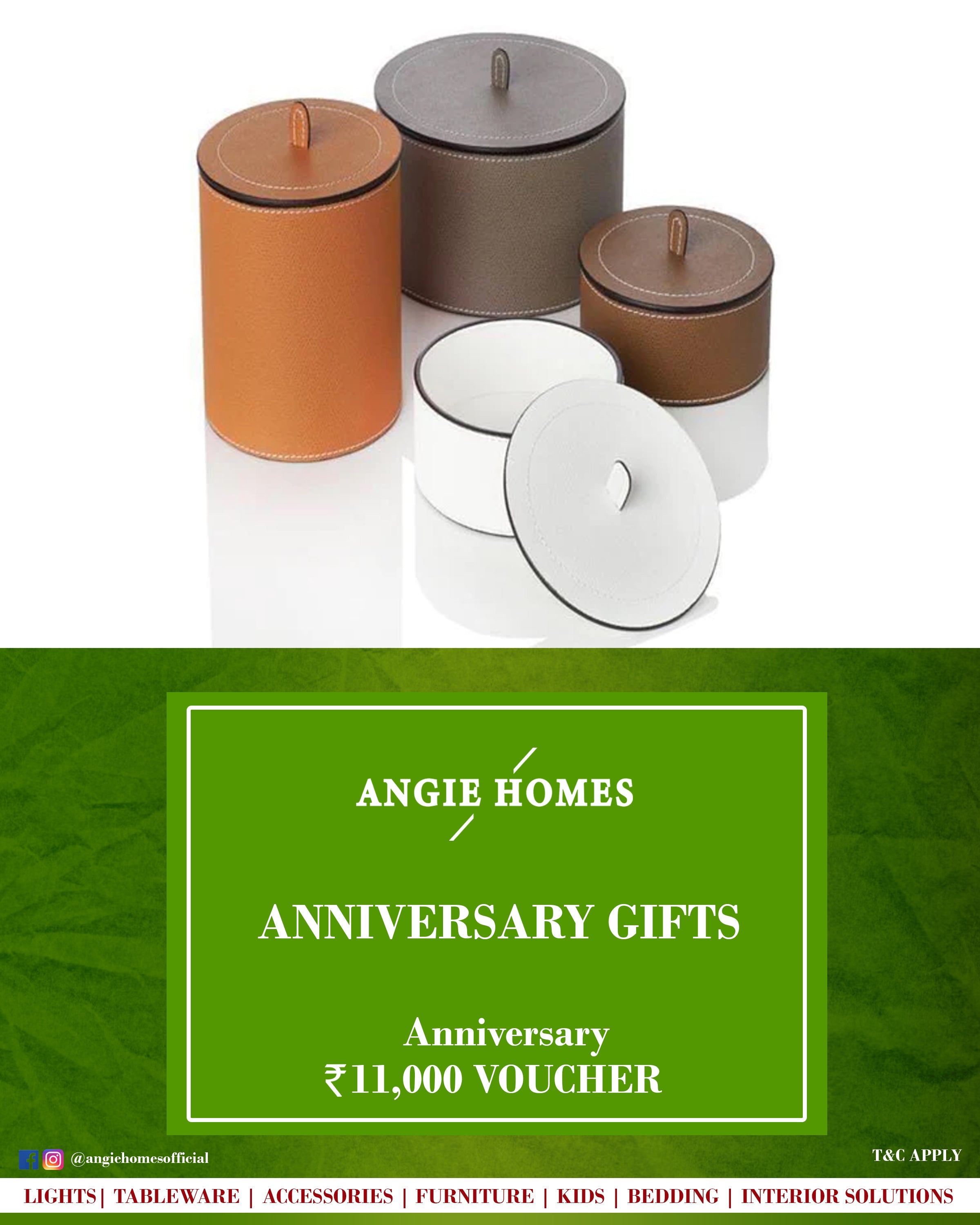 Round Storage Leather Boxes for Anniversary Gift Card Voucher - Angie Homes E-Gift Card