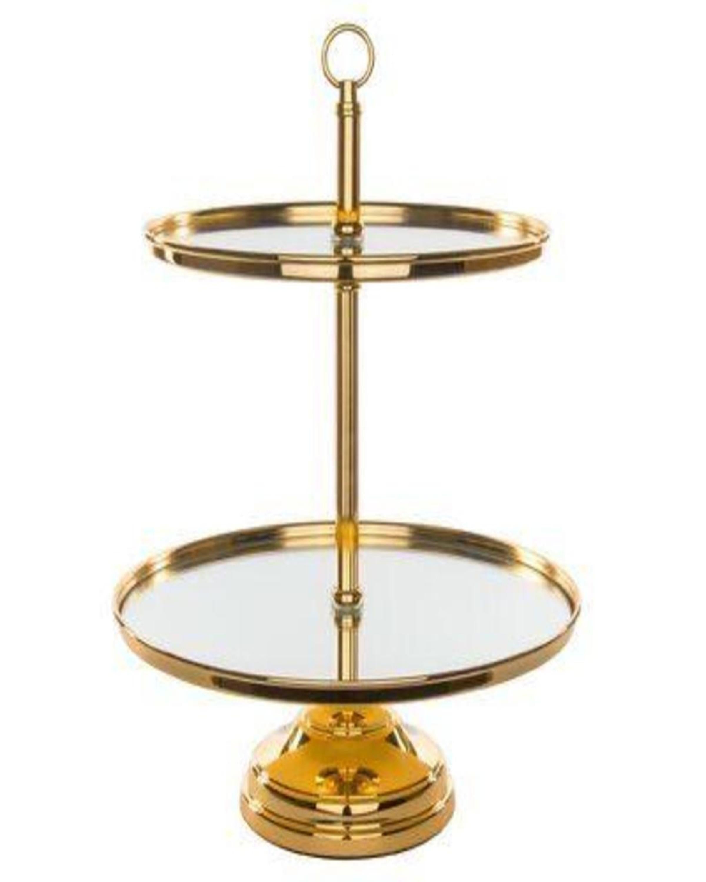 Golden Two-Tier Rose Cake Stand