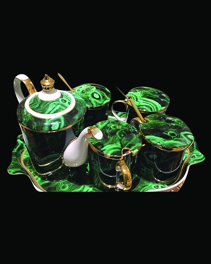 Bone China Cup Saucer Set Green Color