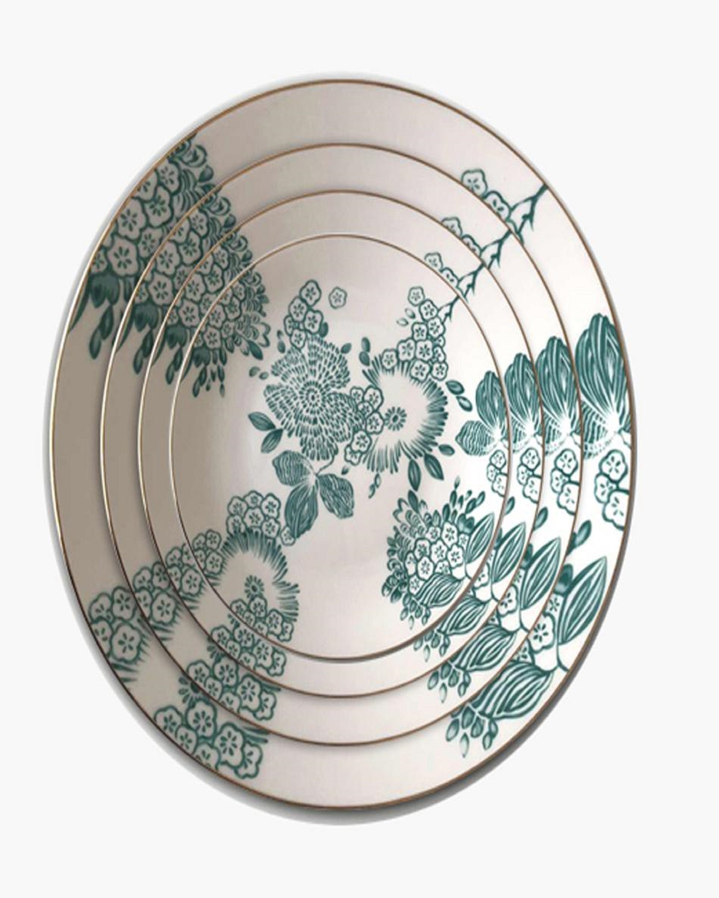 Bone China Plates Green Leaf Design