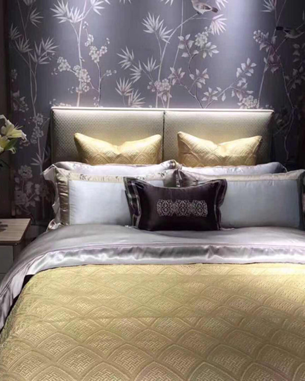 Modern yellow bed set with pillow | Angie Homes