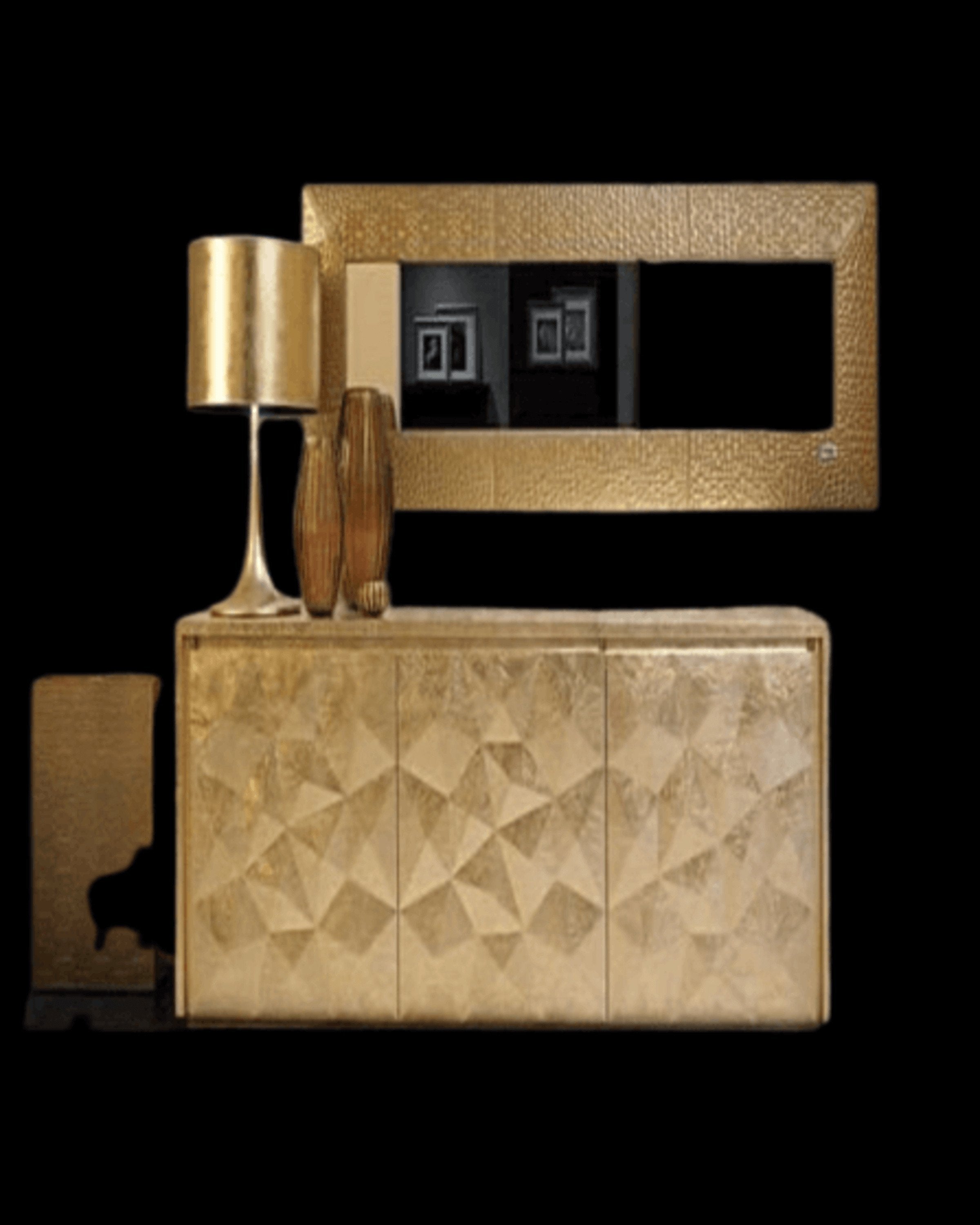 Luxury fusion Gold leaf console