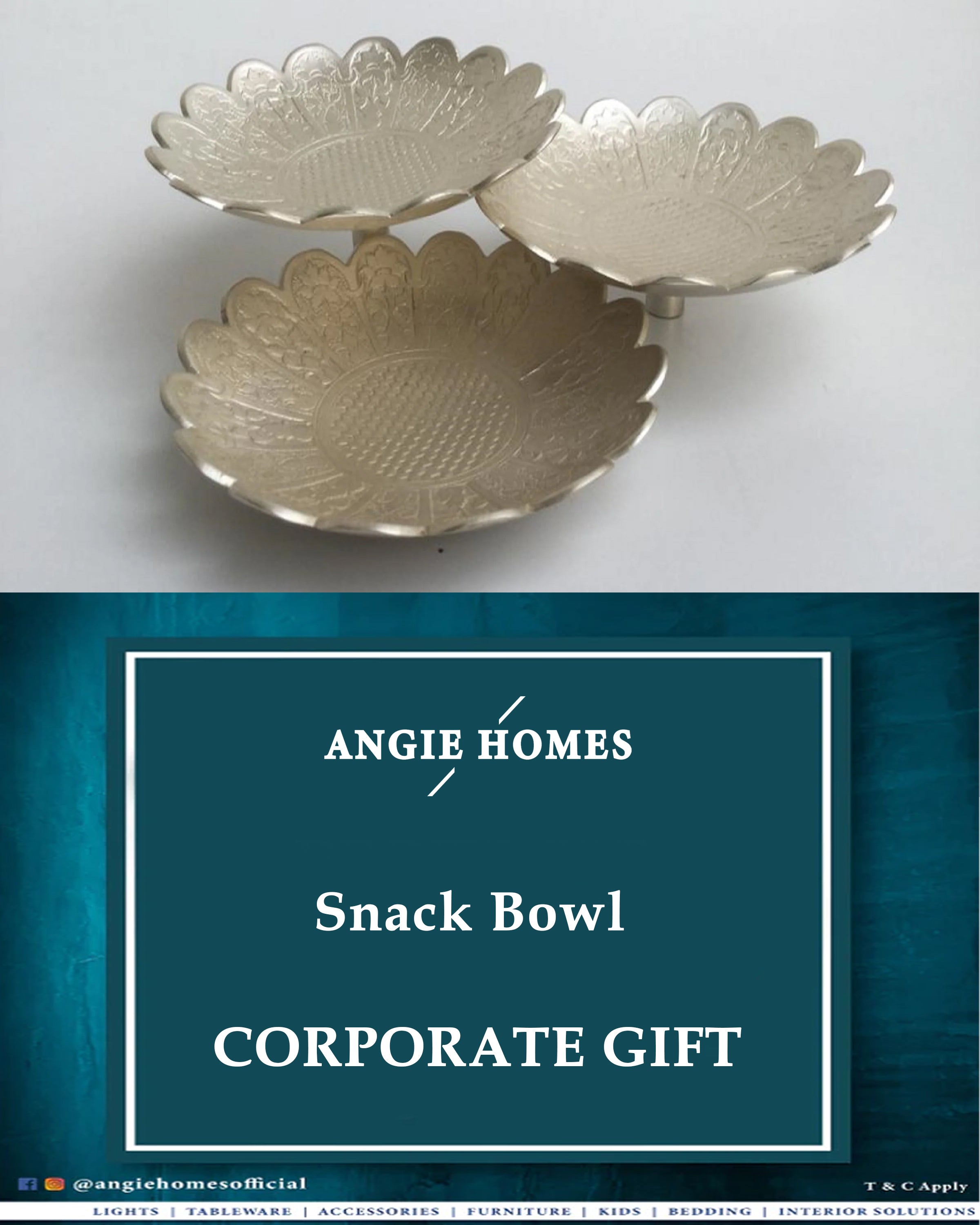 Silver Plated Snacks Bowls for Wedding, House Warming & Corporate Gift ANGIE HOMES