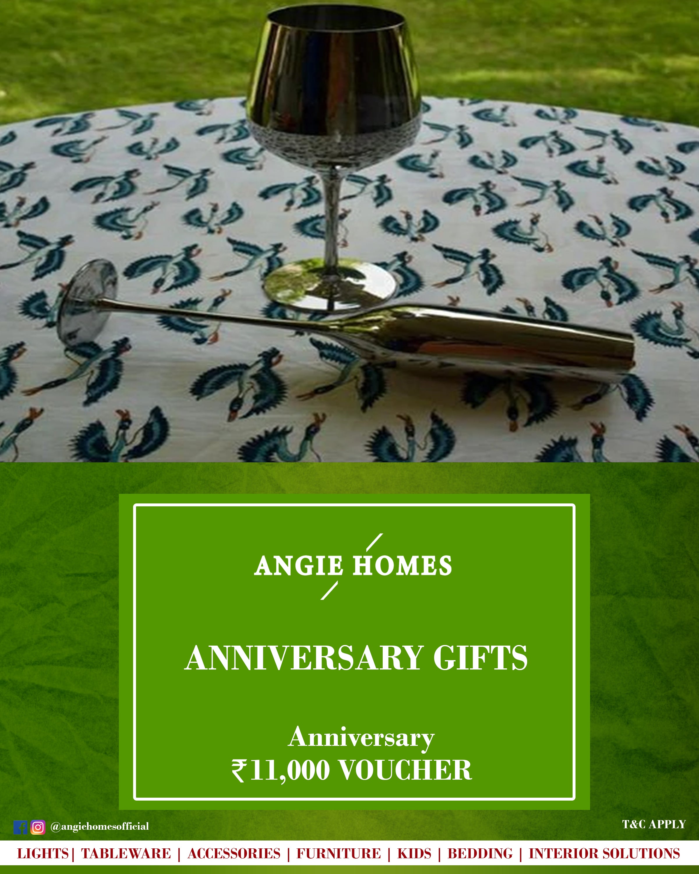 Table Clothes & Glasses for Anniversary Gift Card Voucher - Angie Homes E-Gift Card