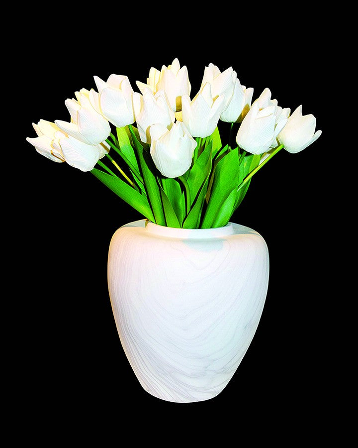 White Tulip Artificial Flower Arrangement Planter