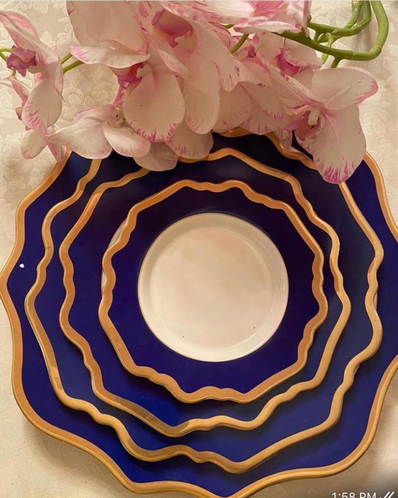 Blue And White Golden Border Dinner Plates Online