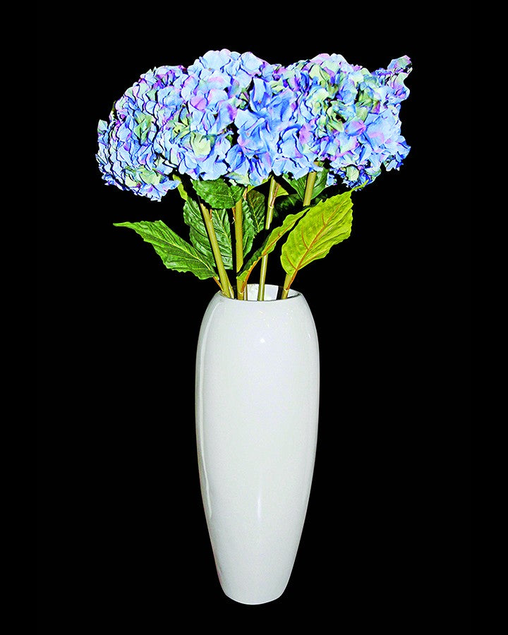 Artificial Blue Flower With White Planter