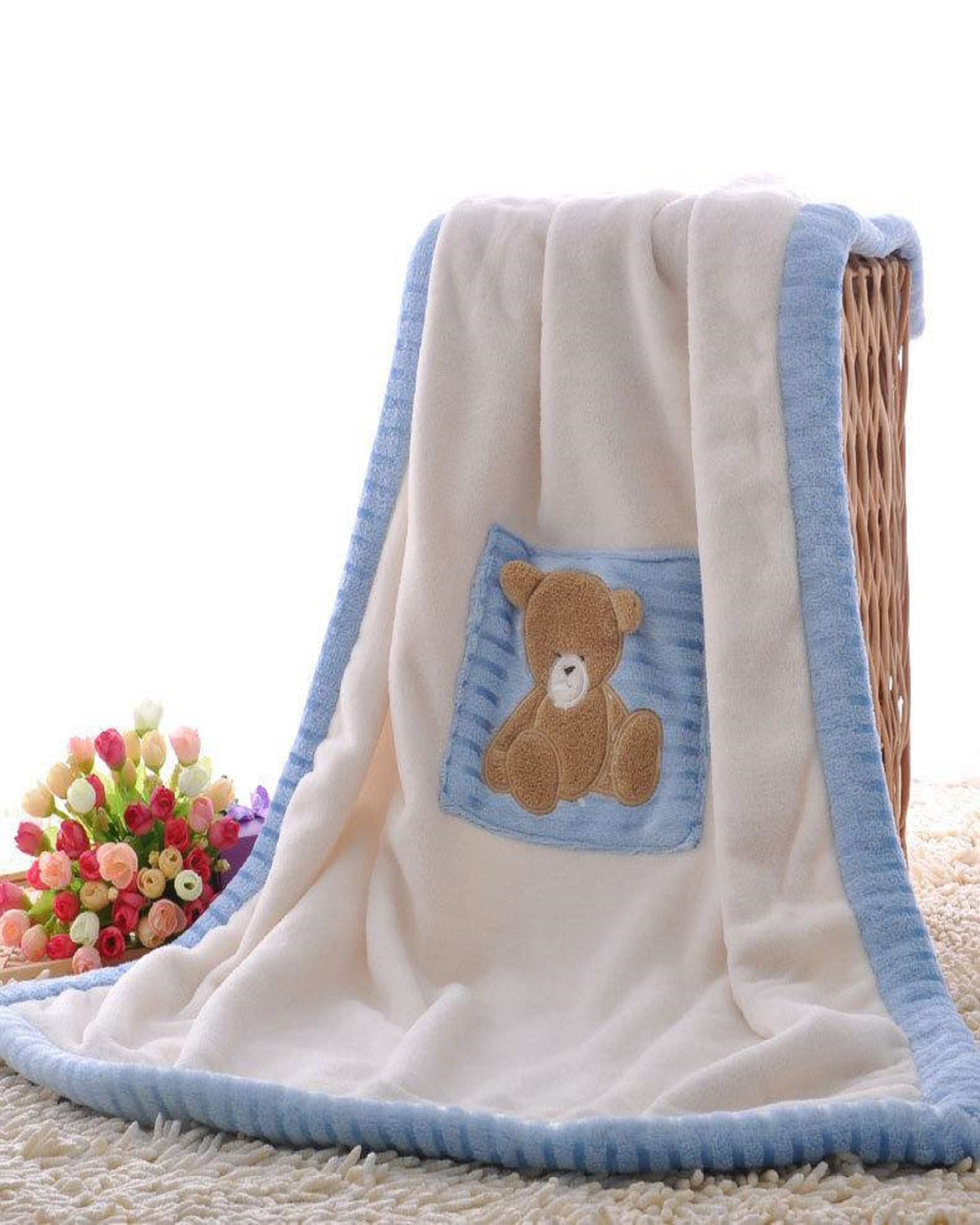 Luxury Baby White & Blue Blanket