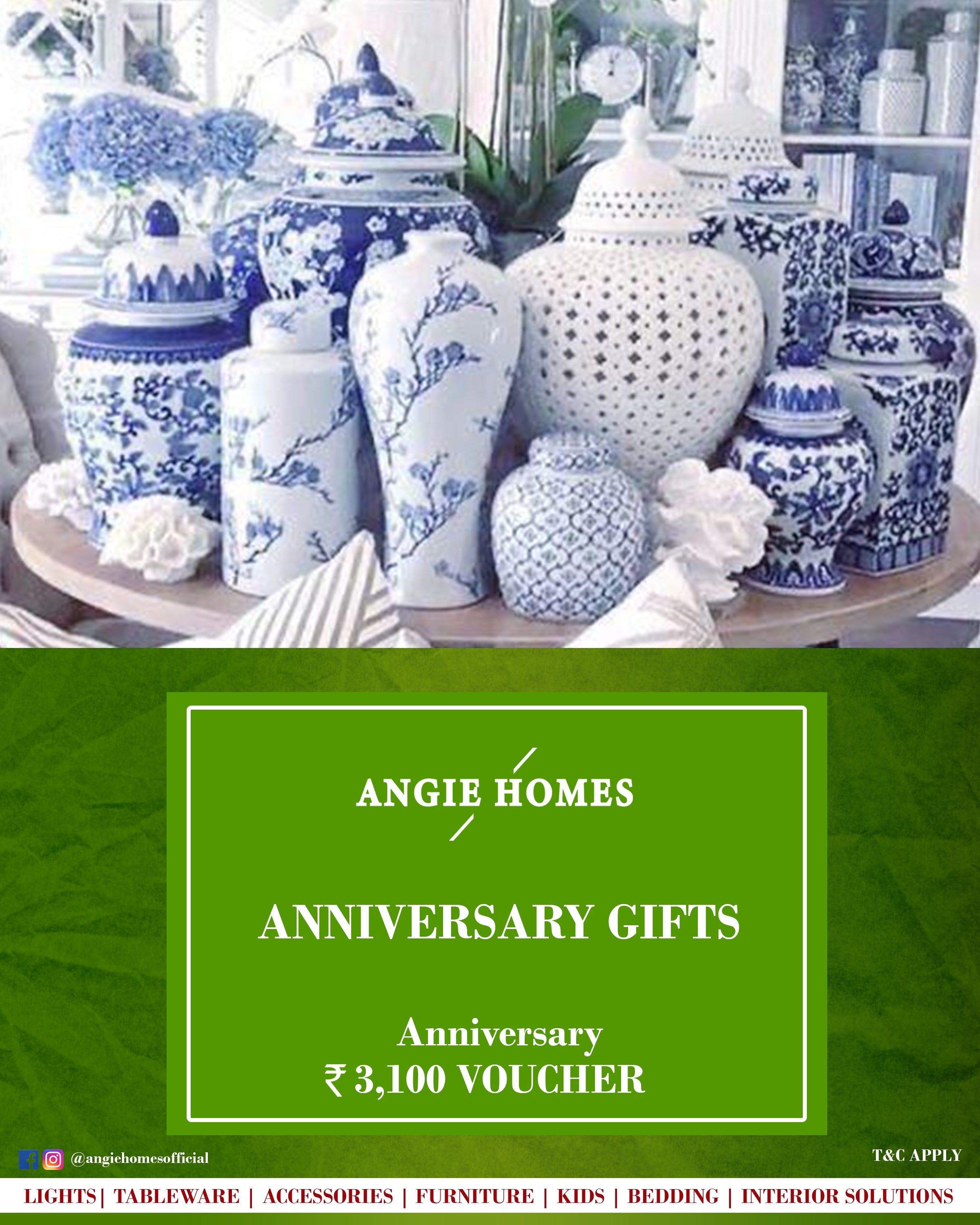 Luxury Vases Jar for Anniversary Gift Card Voucher - Angie Homes E-Gift Card