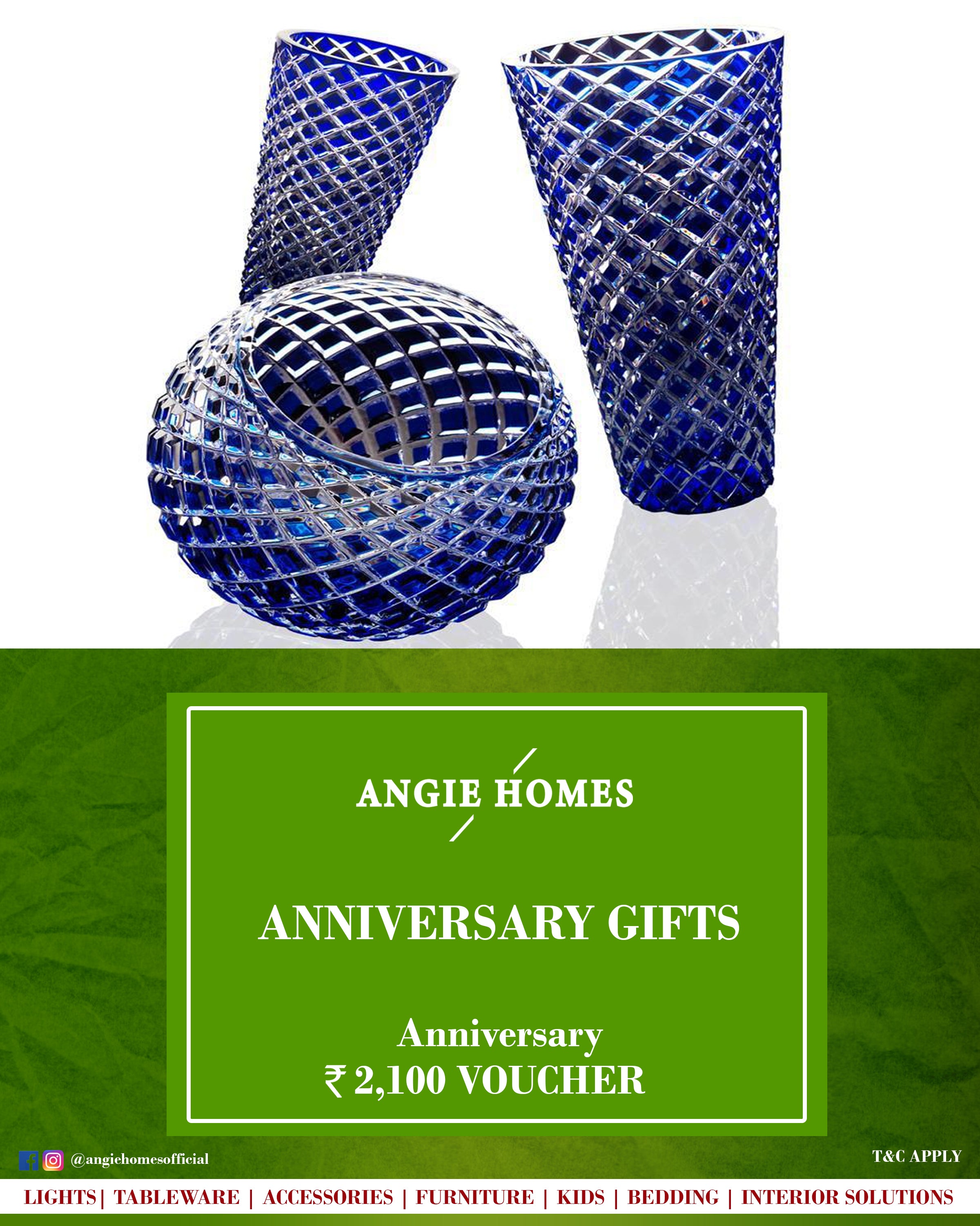 Home Decor Crystal Vases for Anniversary Gift Card Voucher - Angie Homes E-Gift Card