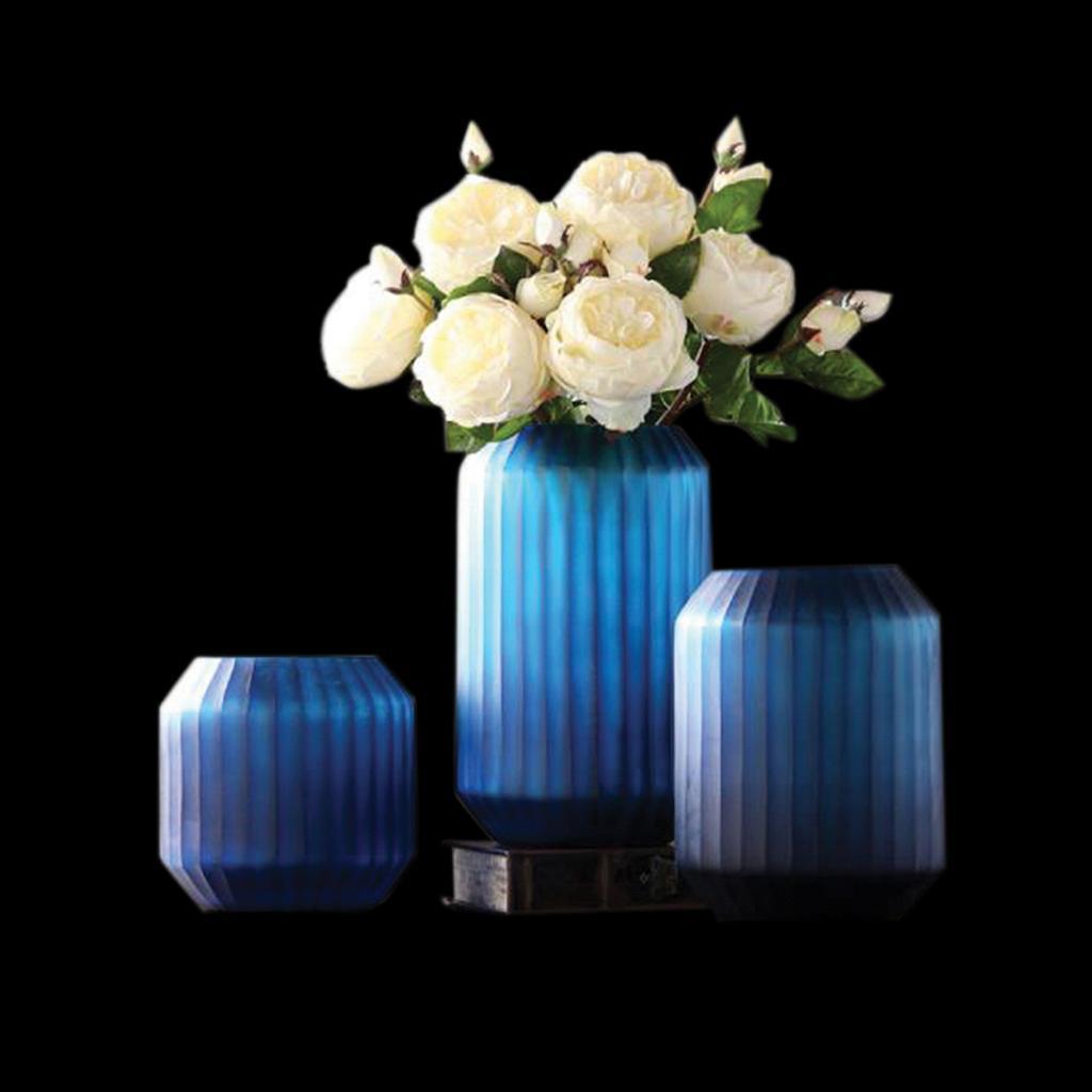 Bone China Navy Blue Blown Glass Vases
