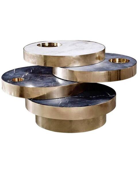 Stylish Gold Metal Toro Side Table | Unique round bedside tables ANGIE KRIPALANI DESIGN - ANGIE HOMES - ANGIES INDIA