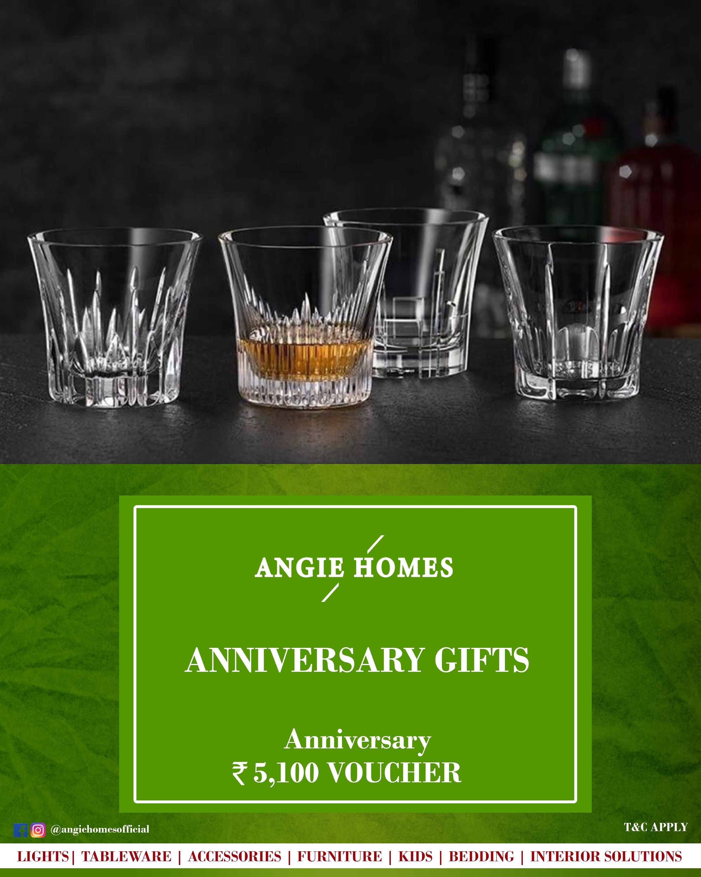 Whiskey Glasses Set for Anniversary Gift Card Voucher - Angie Homes E-Gift Card