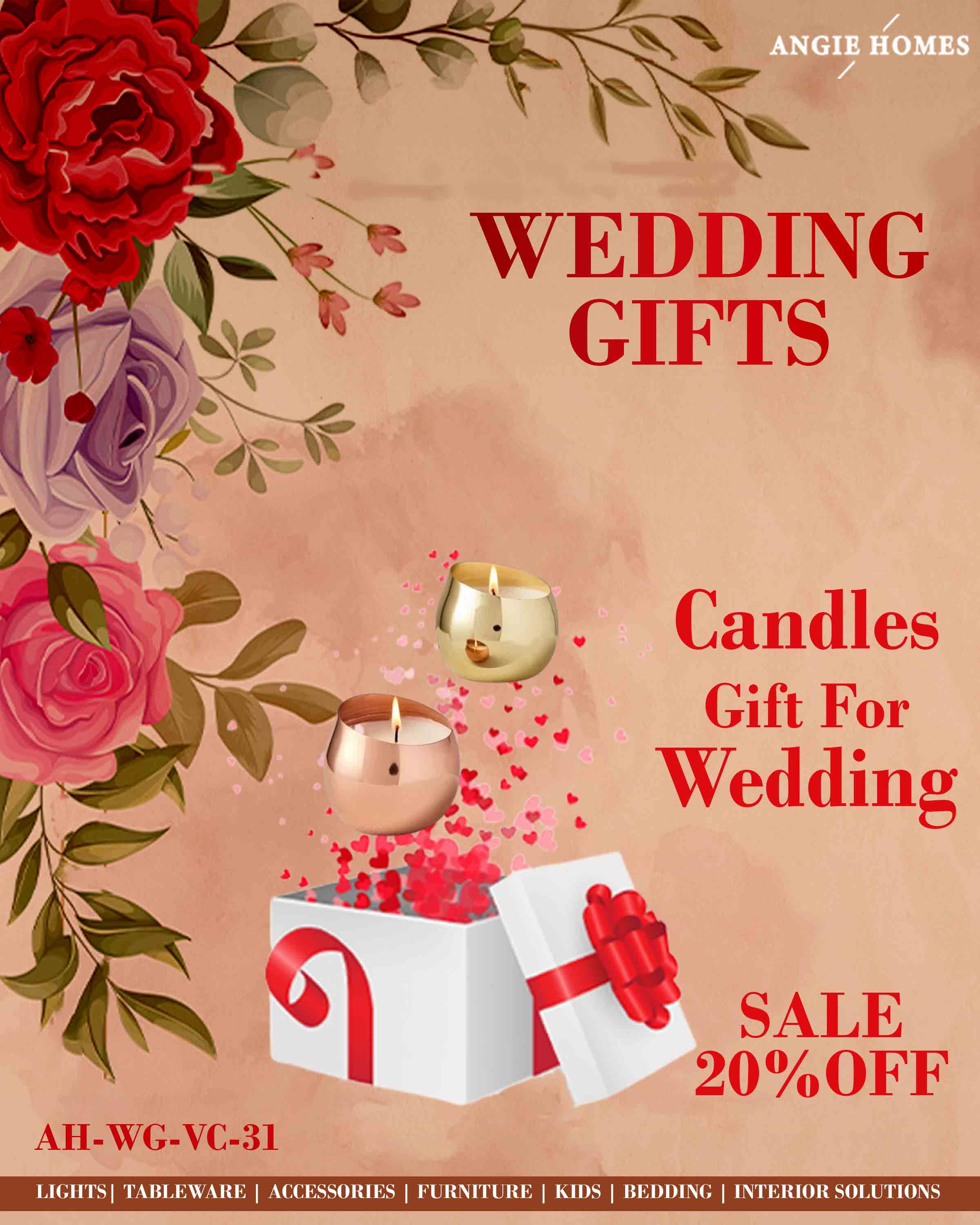 CANDLE FOR WEDDING GIFTS | MARRIAGE GIFT PRESENTS | DESIGNER GIFTING PRODUCTS ANGIE HOMES