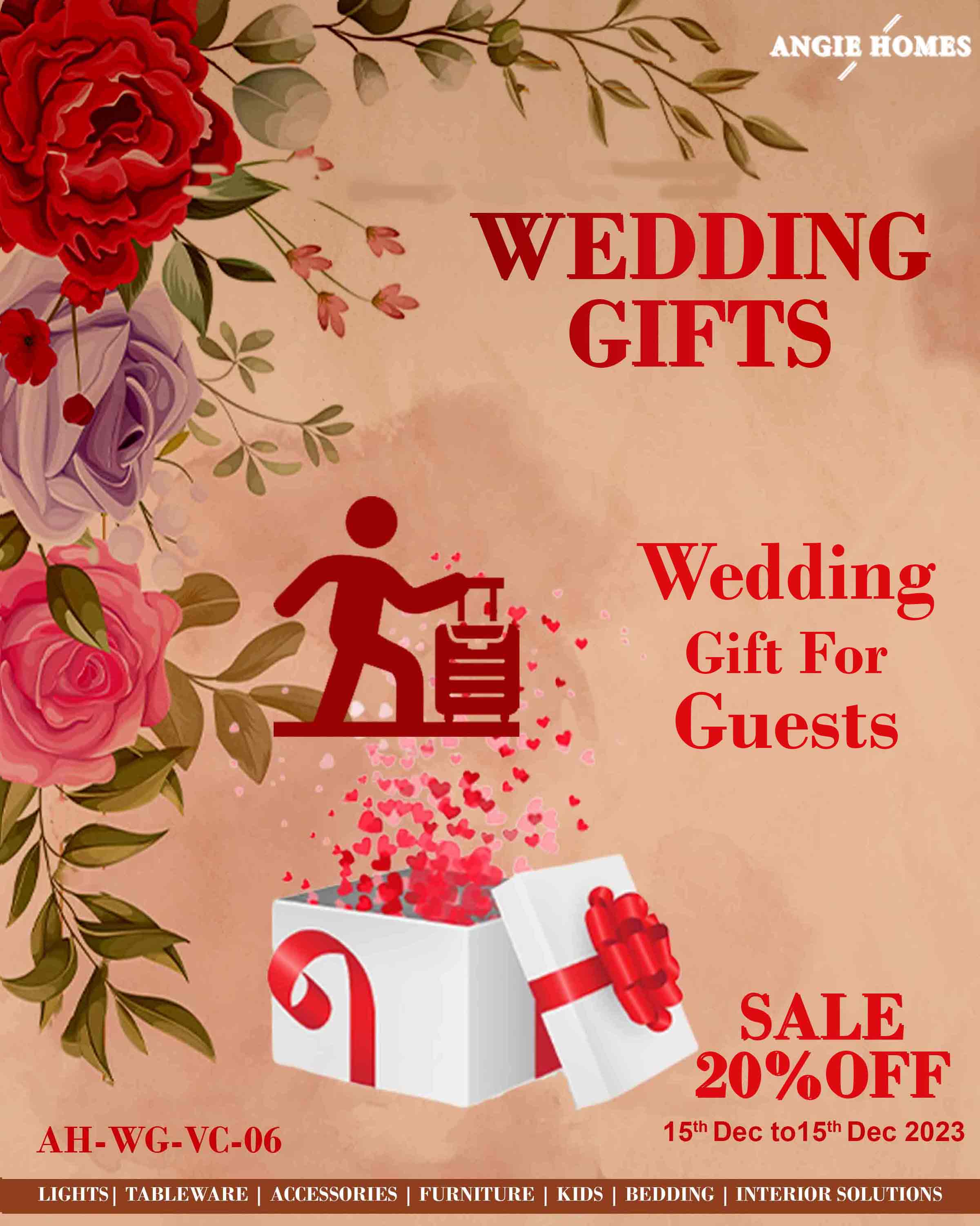 WEDDING GIFTS FOR GUESTS | MARRIAGE GIFT VOUCHER | RETURN GIFTTING CARD FOR GUESTS ANGIE HOMES