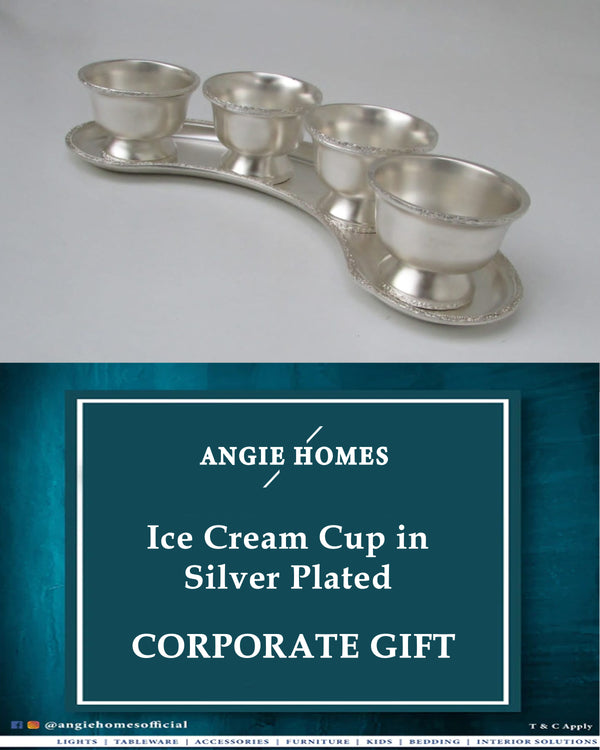 Silver Plated Ice Cream Cup Set for Wedding, House Warming & Corporate Gift ANGIE HOMES