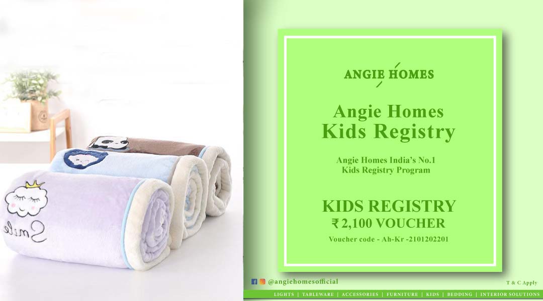 Angie Homes Kids Registry Program Gift Voucher for Kids Stylish Blankets ANGIE HOMES