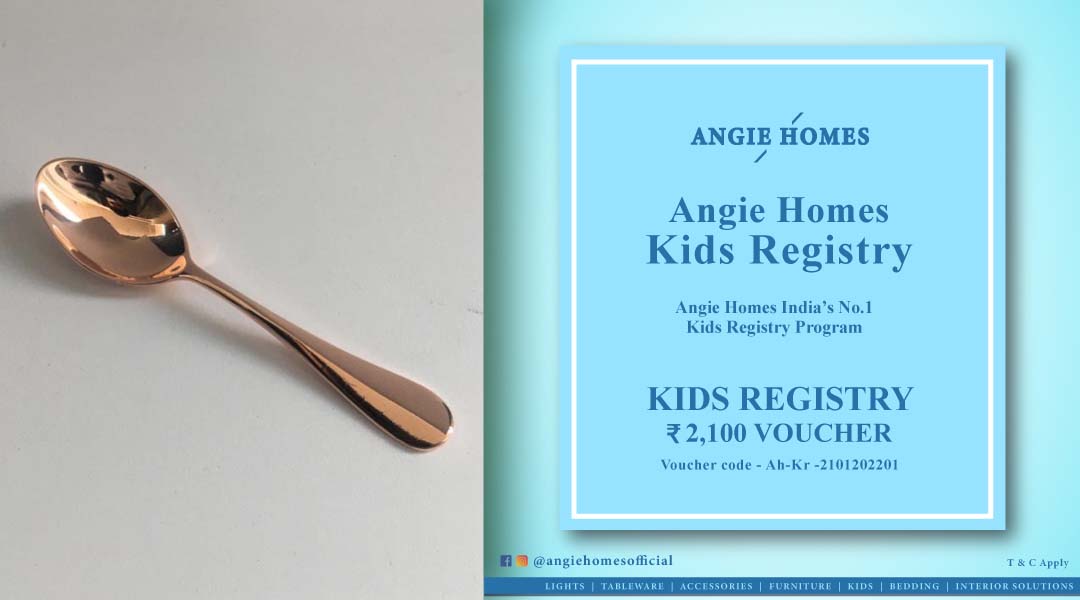 Angie Homes Kids Registry Gift Voucher copper spoon set ANGIE HOMES