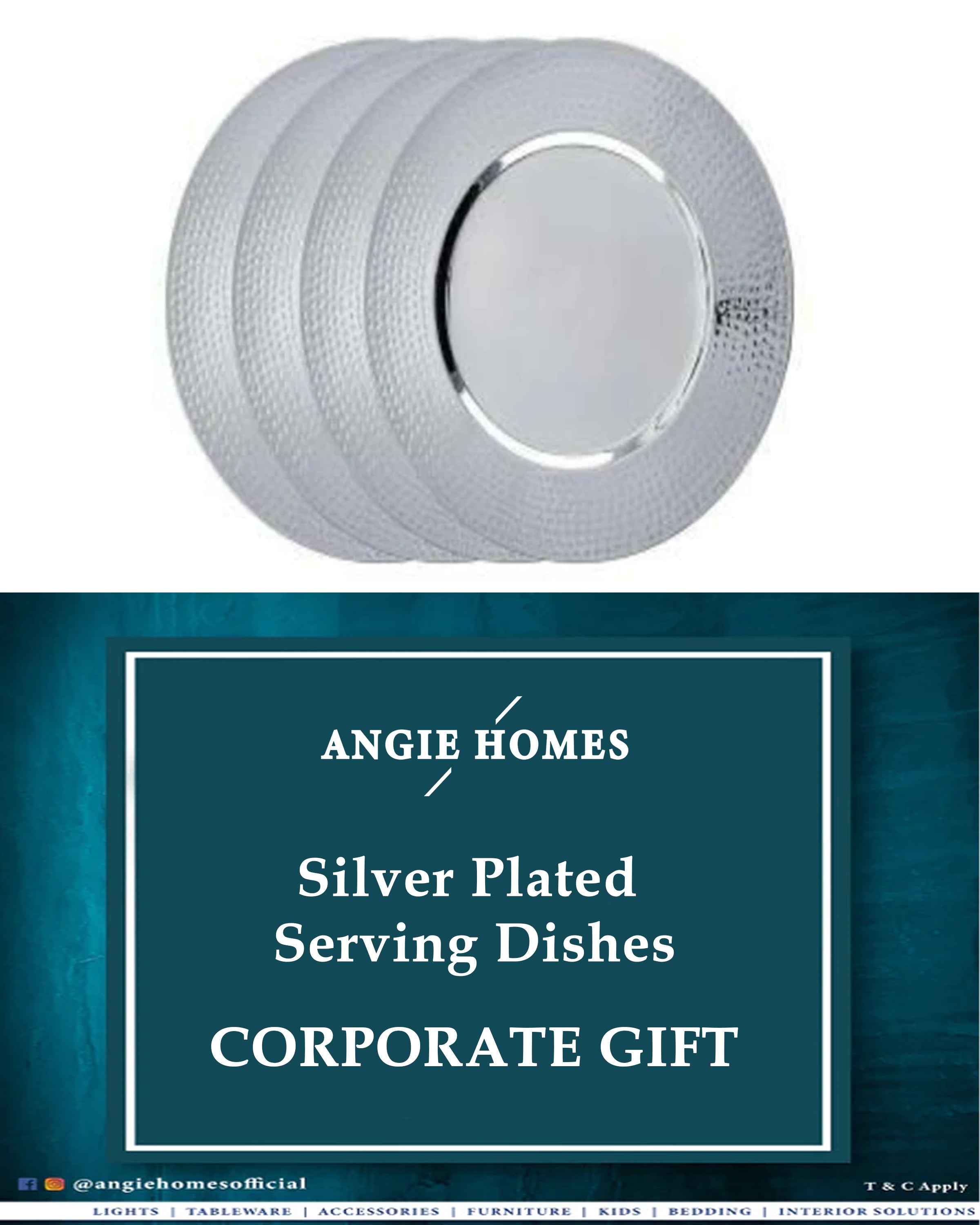 Silver Plated Serving Dishes for Wedding, House Warming & Corporate Gift ANGIE HOMES