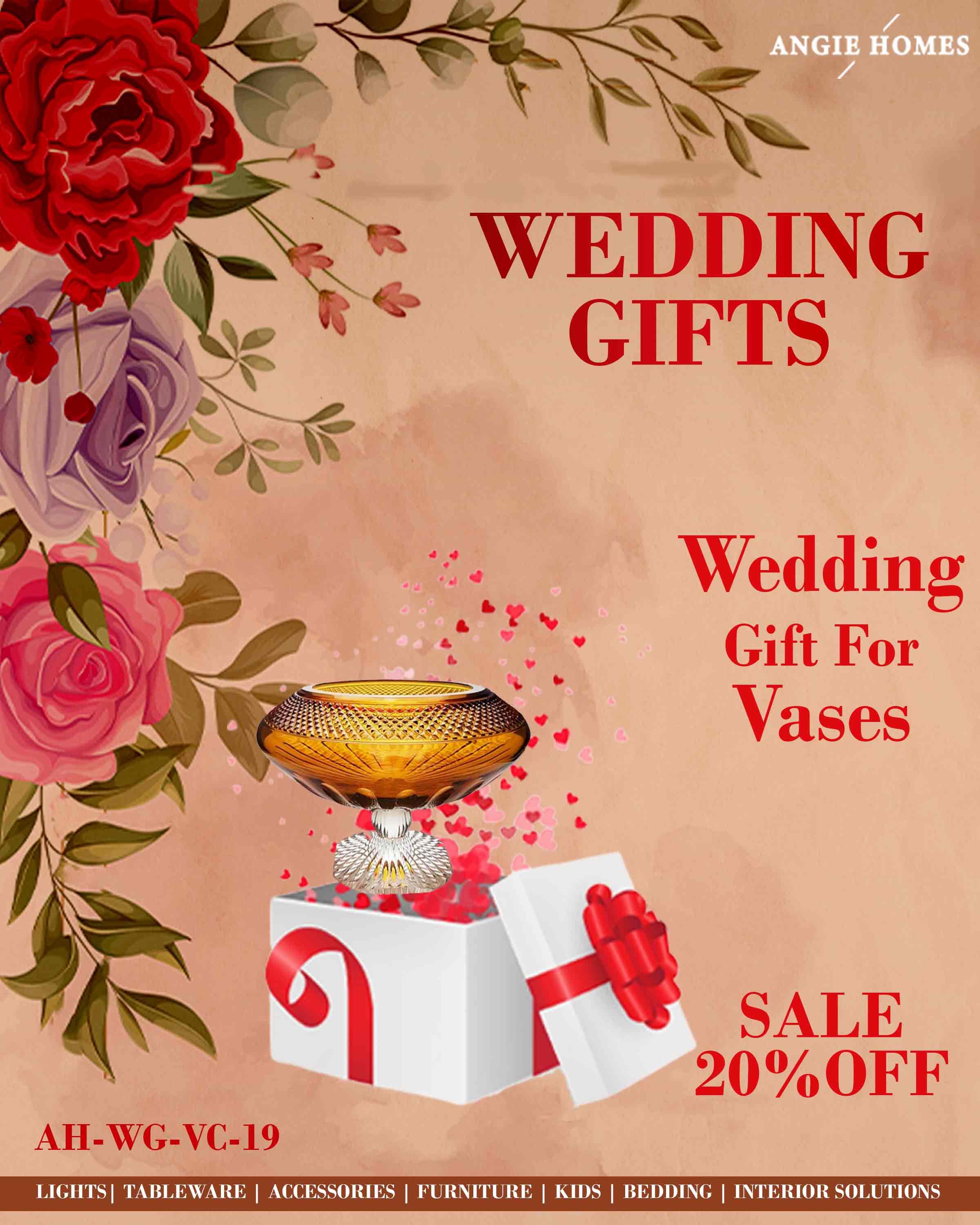 VASES FOR WEDDING GIFTS | MARRIAGE GIFT VOUCHER CARD | RETURN GIFTTING CARD ANGIE HOMES