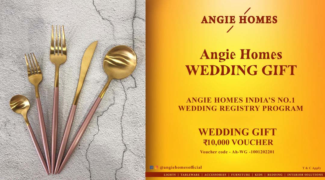 Angie Homes for Indian Wedding Yellow Cutlery Sets Gift Voucher ANGIE HOMES