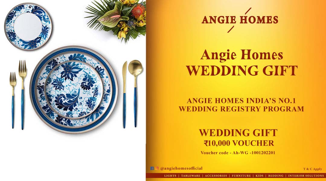 Angie Homes for Indian Wedding Blue Plates Gift Voucher ANGIE HOMES