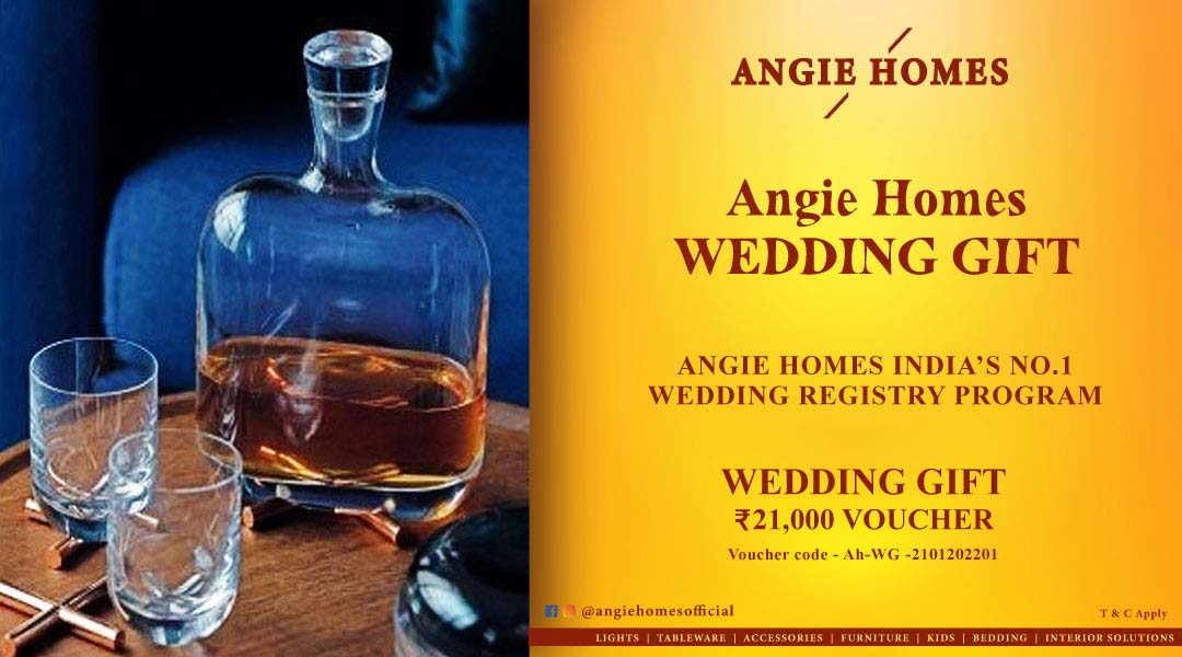 Angie Homes Offers Indian Wedding Gift Voucher for Wine Glass Sets ANGIE HOMES