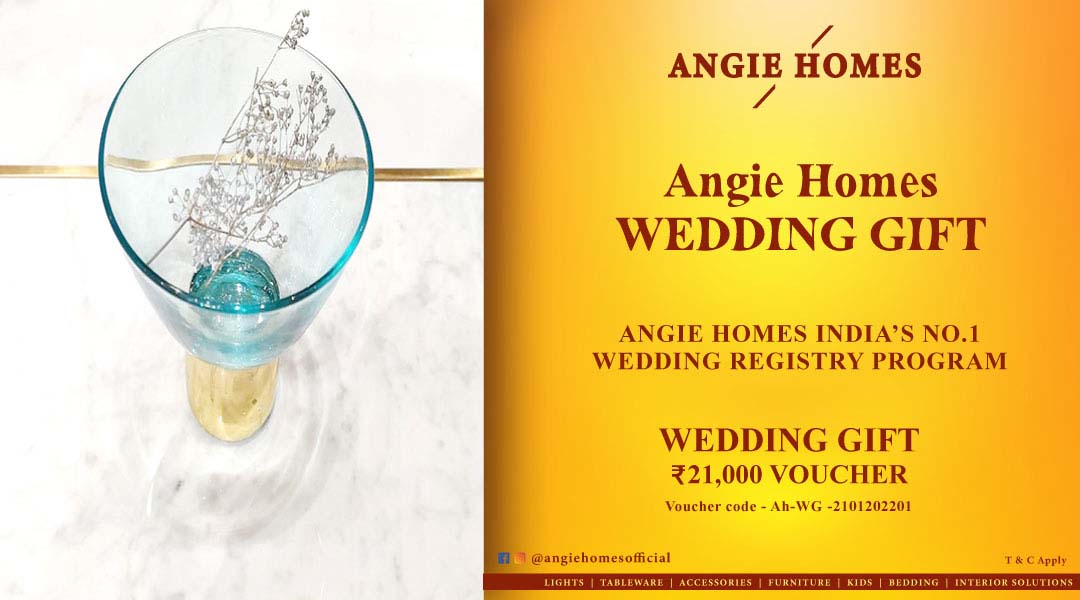 Angie Homes Offers Indian Wedding Gift Voucher for Crystal Wine Glass Sets ANGIE HOMES