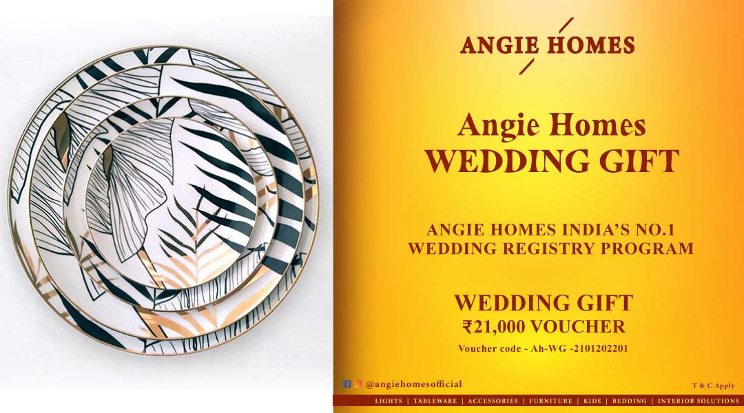 Angie Homes Offers Indian Wedding Gift Voucher for Set of Plates ANGIE HOMES