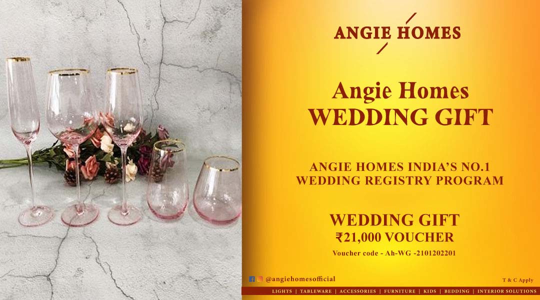 Angie Homes Offers Indian Wedding Gift Voucher for Set of Glass ANGIE HOMES