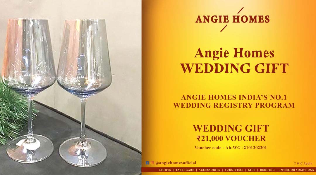 Angie Homes Offers Indian Wedding Gift Voucher for Wine Glass Set ANGIE HOMES