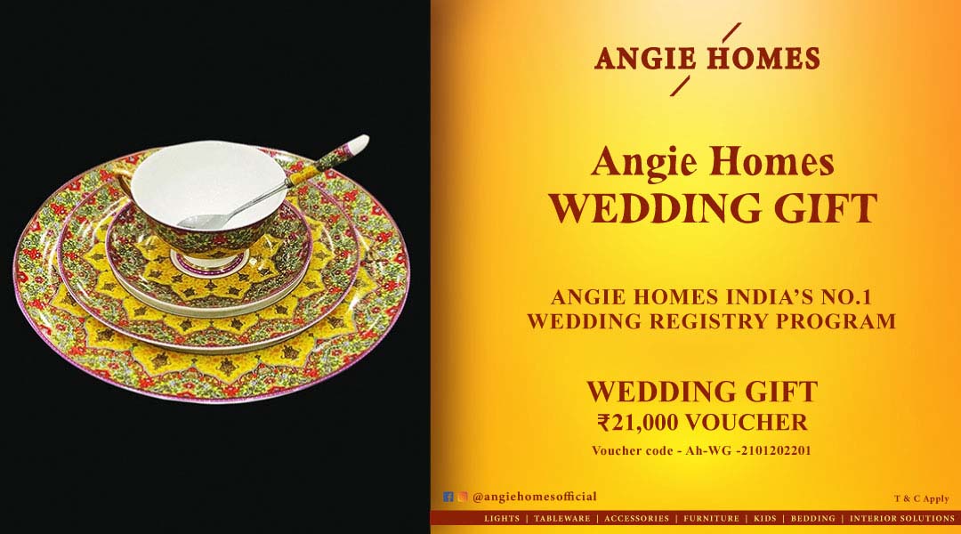 Angie Homes Offers Indian Wedding Gift Voucher for Plates & Tea Set ANGIE HOMES
