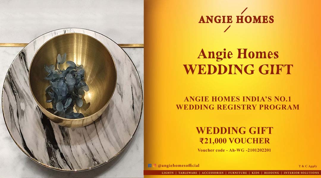 Angie Homes Offers Indian Wedding Gift Voucher for White Tea Sets ANGIE HOMES