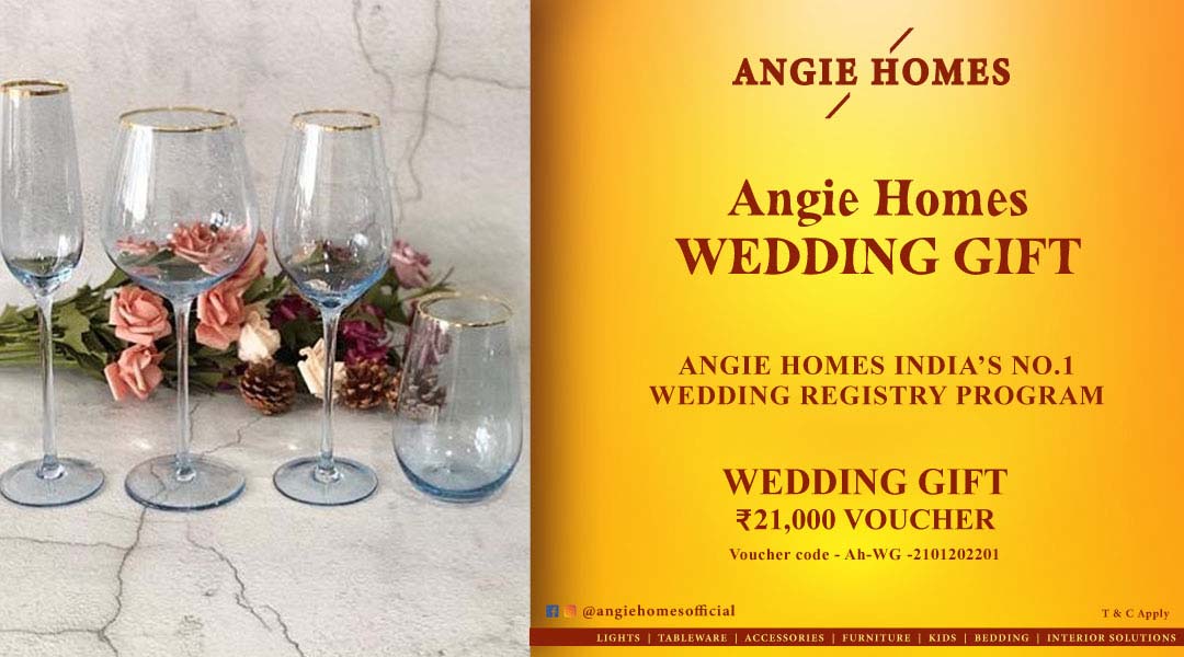 Angie Homes Offers Indian Wedding Gift Voucher for White Glass ANGIE HOMES