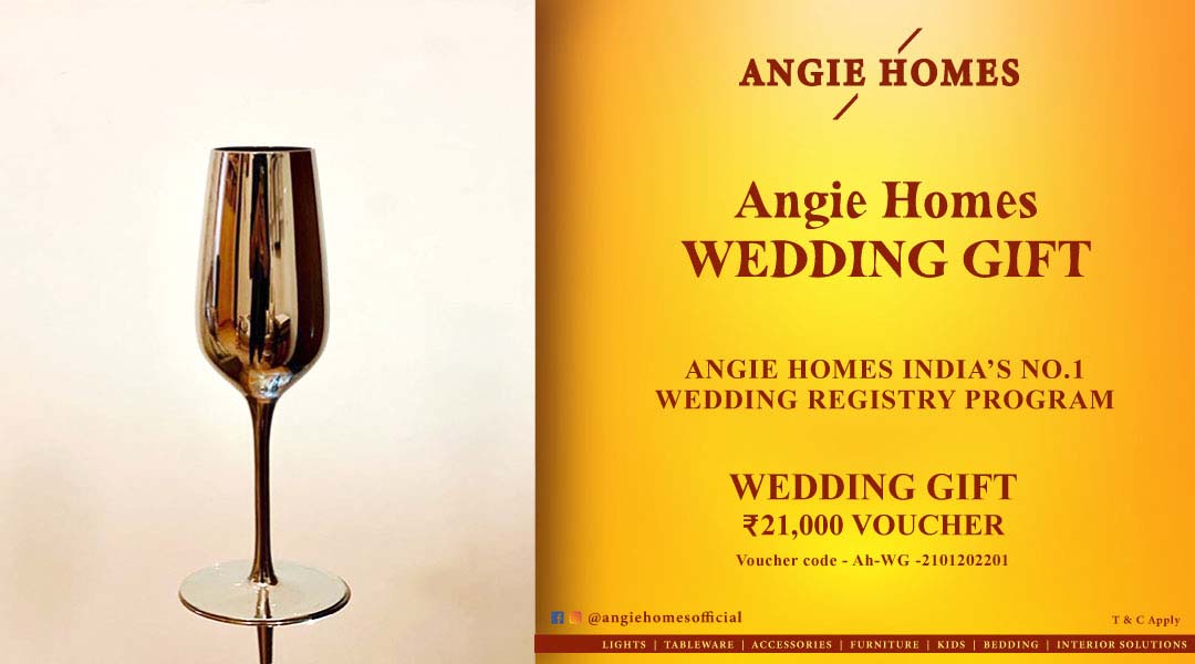 Angie Homes Offers Indian Wedding Gift Voucher for Glass Set ANGIE HOMES