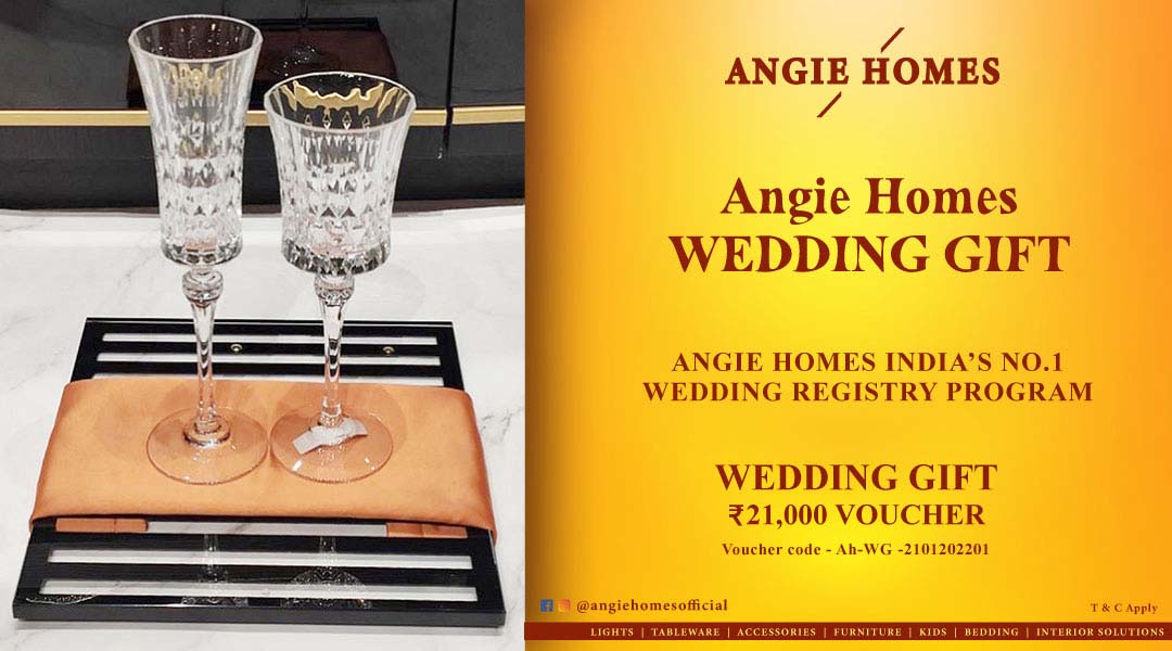 Angie Homes Offers Indian Wedding Gift Voucher for Wine Glass Set ANGIE HOMES